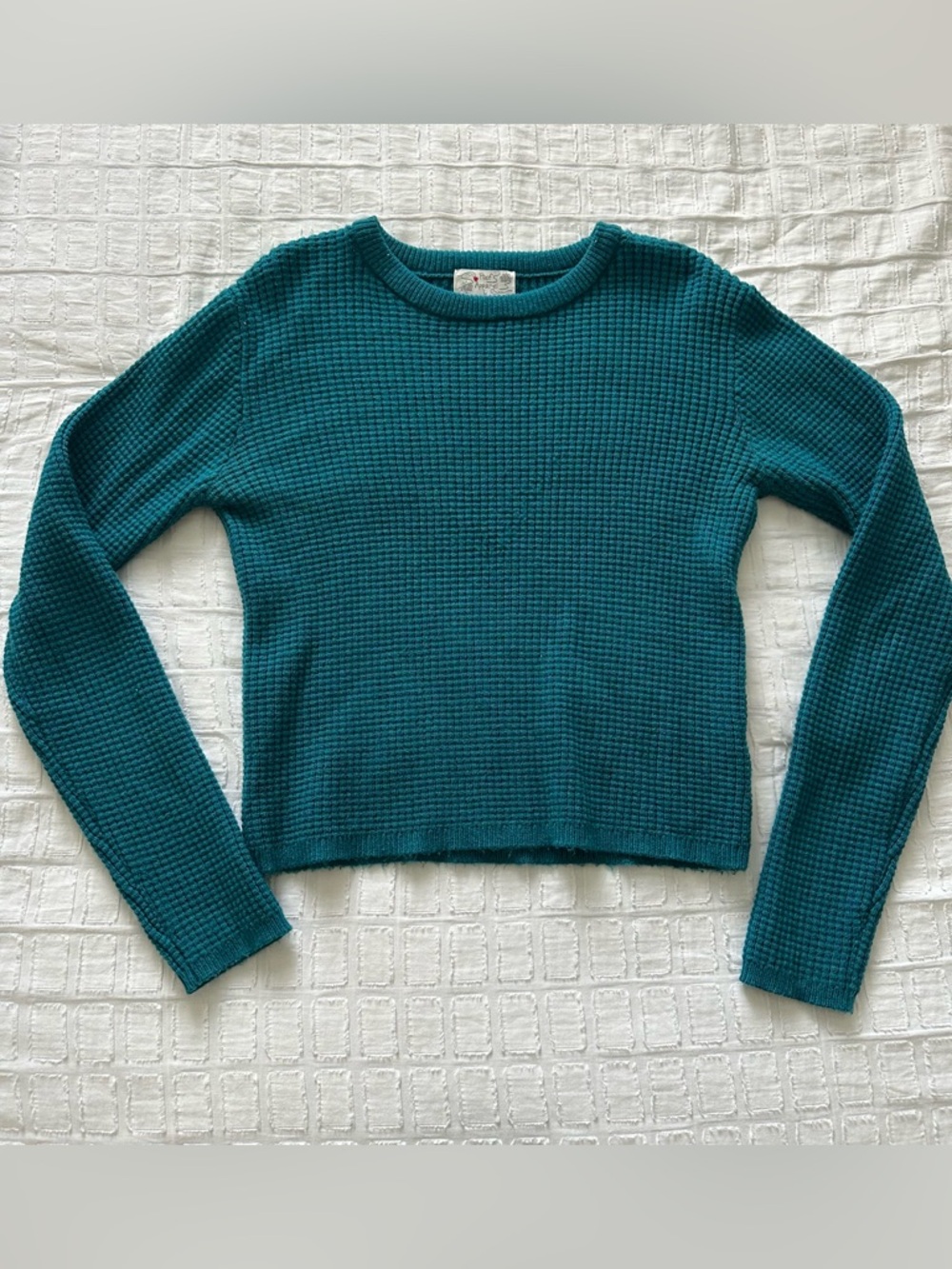 Teal Waffle-Knit Sweater